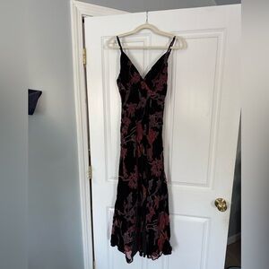 Elegant Floral Black and Red Dress